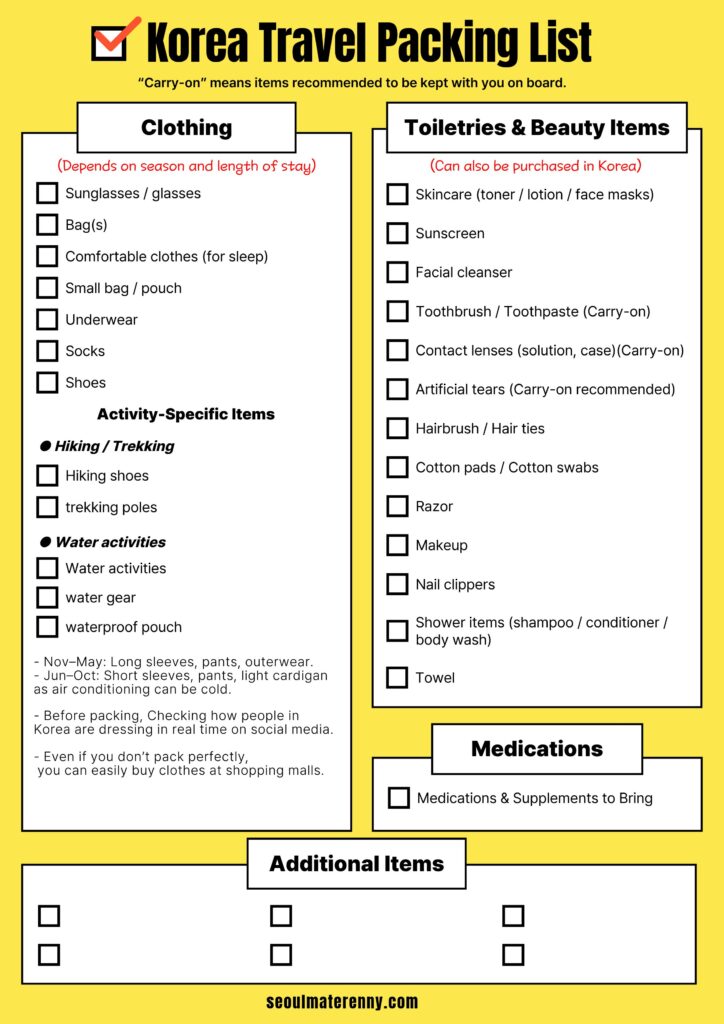 What to Pack for Korea
